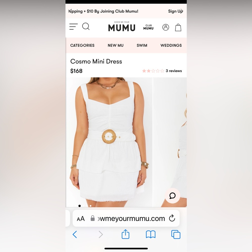 show me your mumu cosmo mini dress white